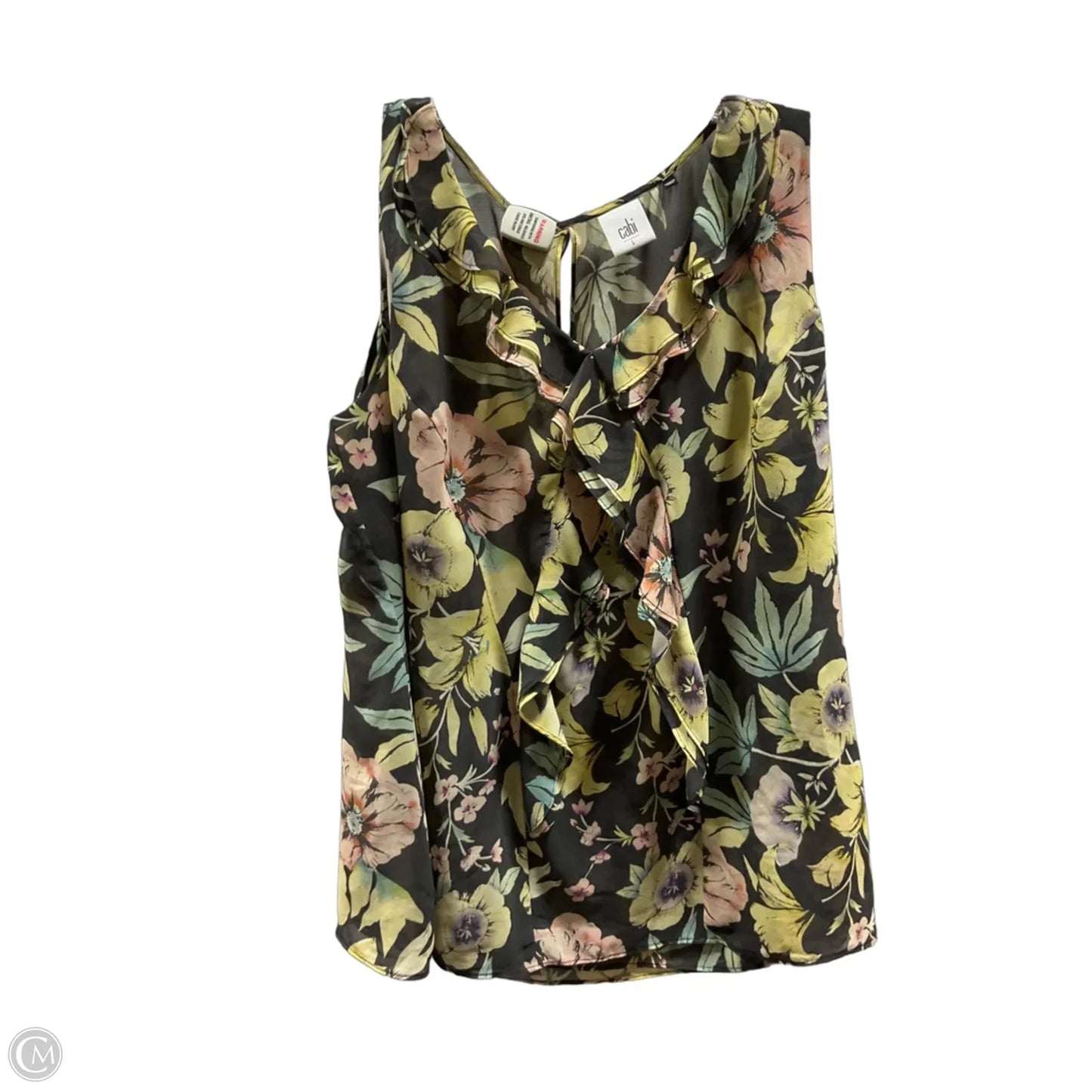Top Sleeveless By Cabi In Floral Print, Size: L