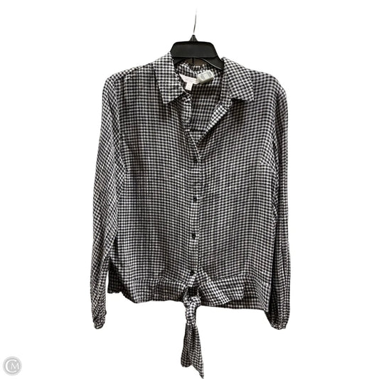 Blouse Long Sleeve By Lc Lauren Conrad In Blue & Cream, Size: M