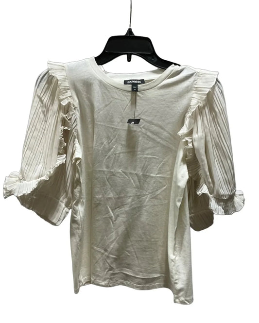 Top Short Sleeve By Express In Cream, Size: Xs