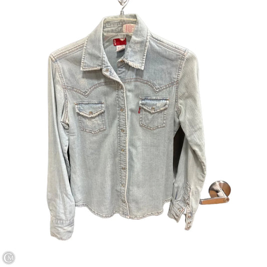 Blouse Long Sleeve By Levis In Blue Denim, Size: M