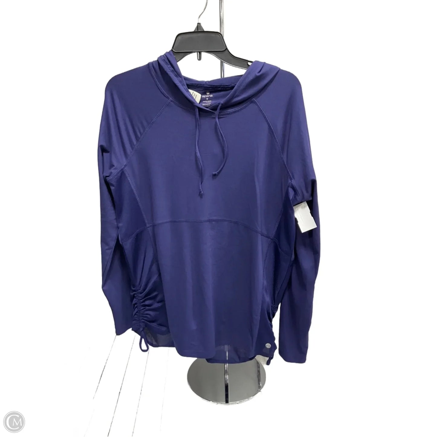 Athletic Top Long Sleeve Collar By Apana In Blue, Size: M