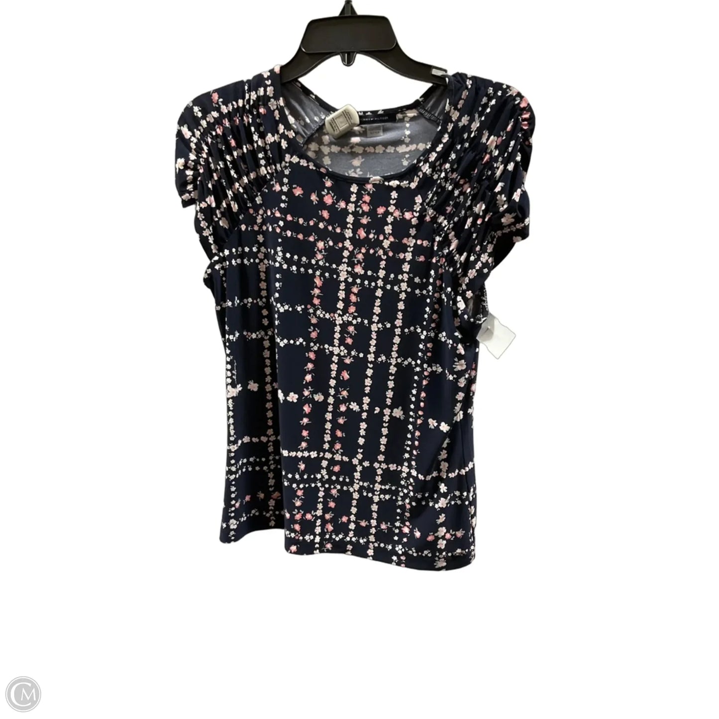 Top Short Sleeve By Tommy Hilfiger In Blue & Cream, Size: S