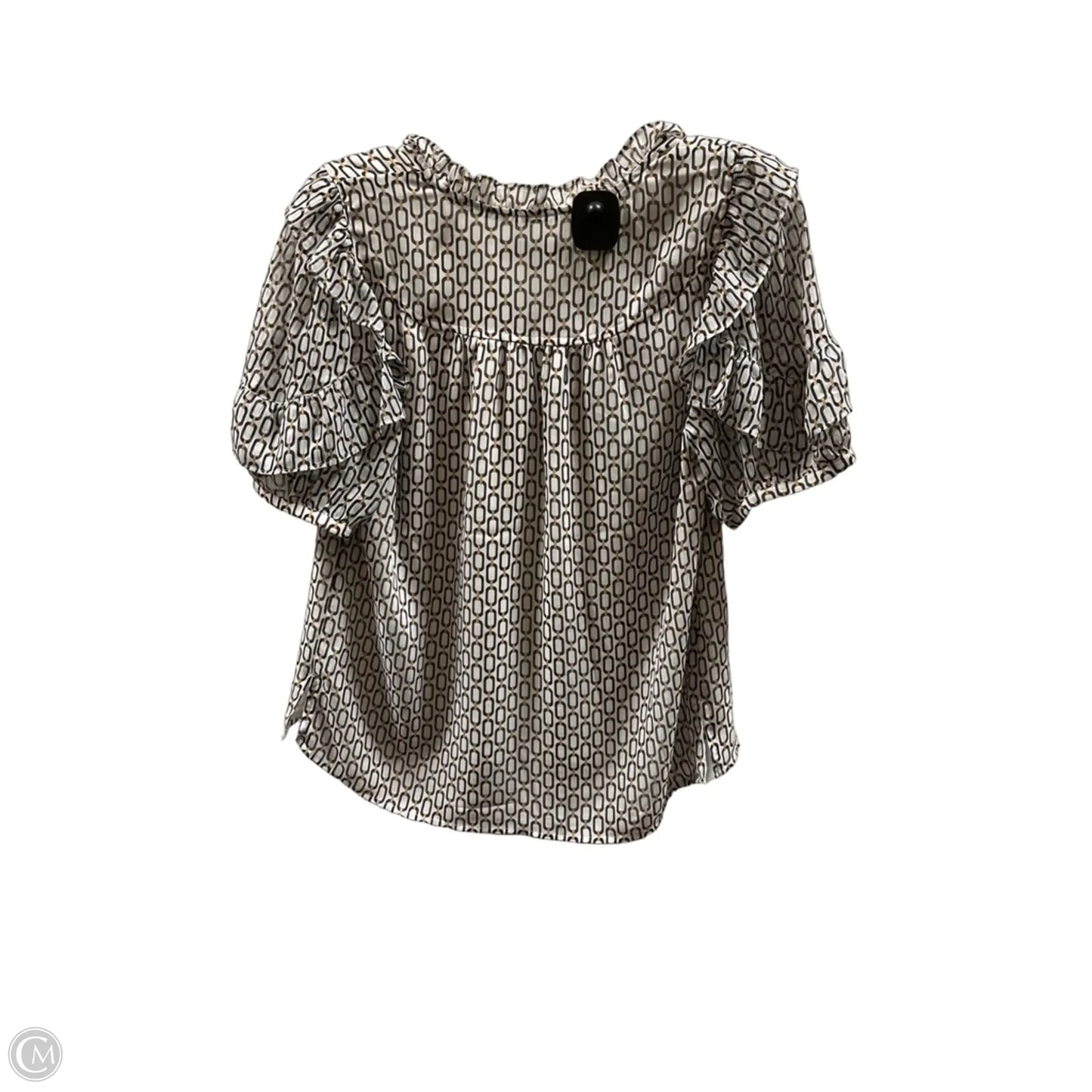 Top Short Sleeve By Loft In Black & Cream, Size: S