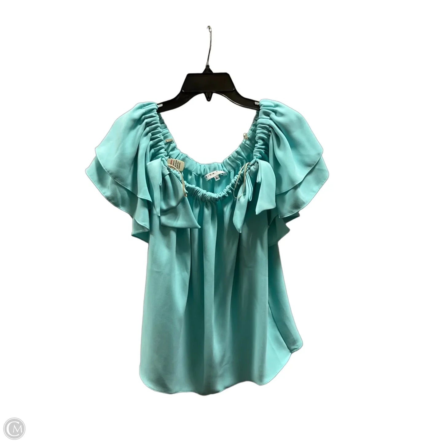 Top Short Sleeve By Trina By Trina Turk In Aqua, Size: L