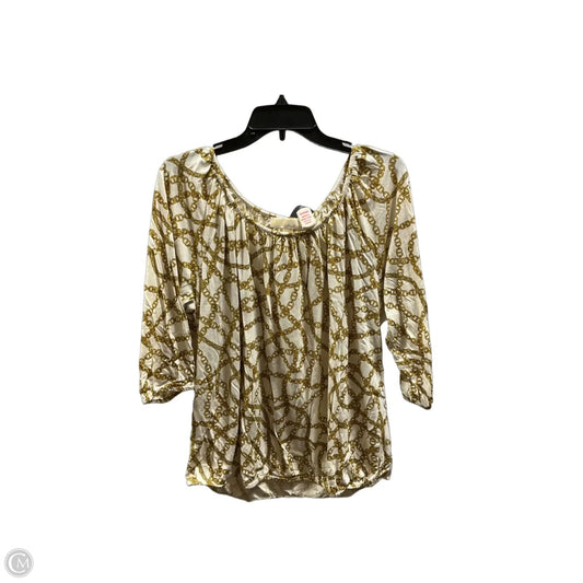 Top Short Sleeve By Michael By Michael Kors In Gold & White, Size: 1x
