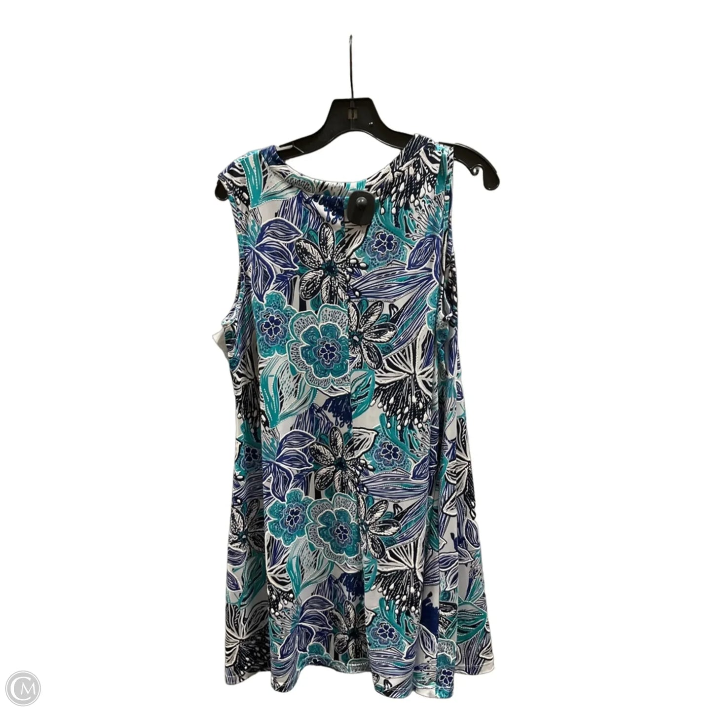 Dress Casual Midi By Chicos In Blue & White, Size: L