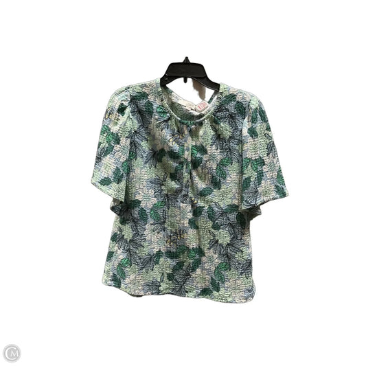 Top Short Sleeve By Loft In Blue & Green, Size: L