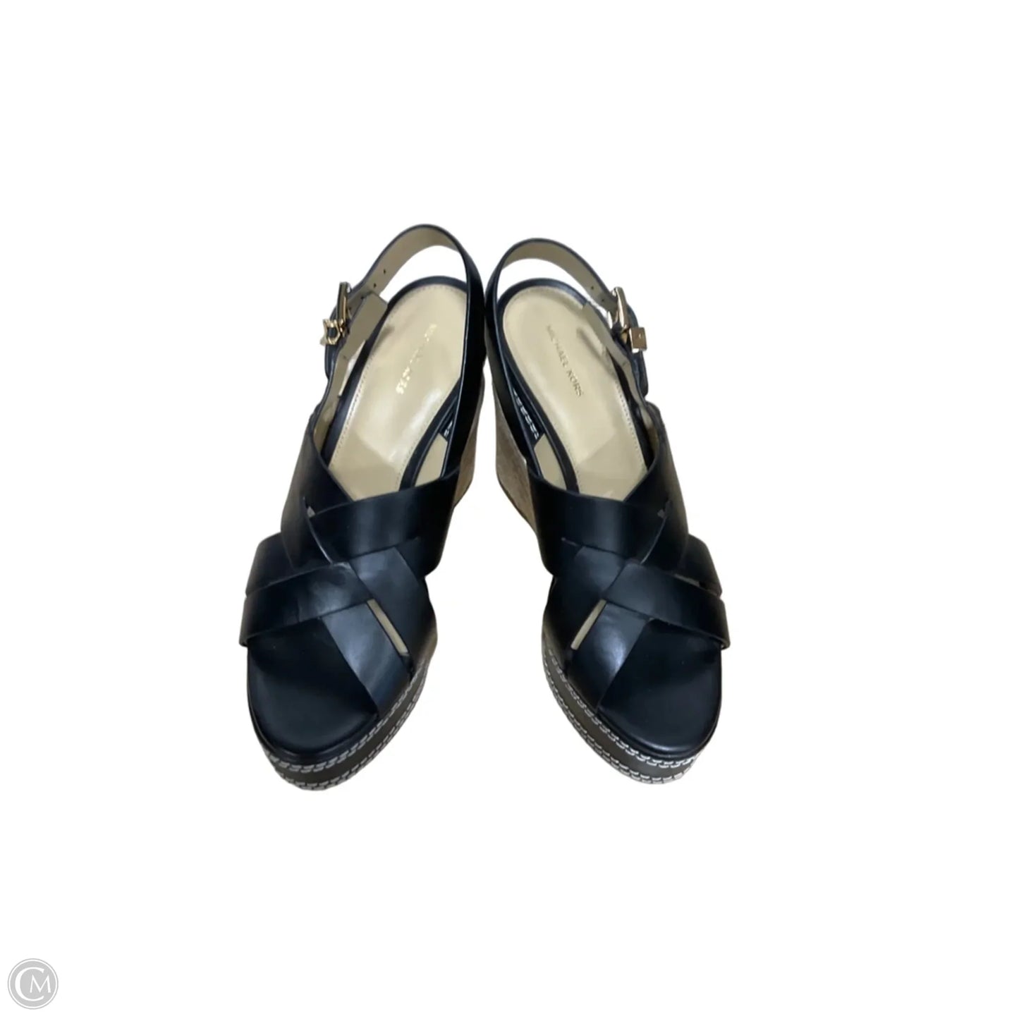 Sandals Heels Wedge By Michael Kors In Black & Cream, Size: 8.5