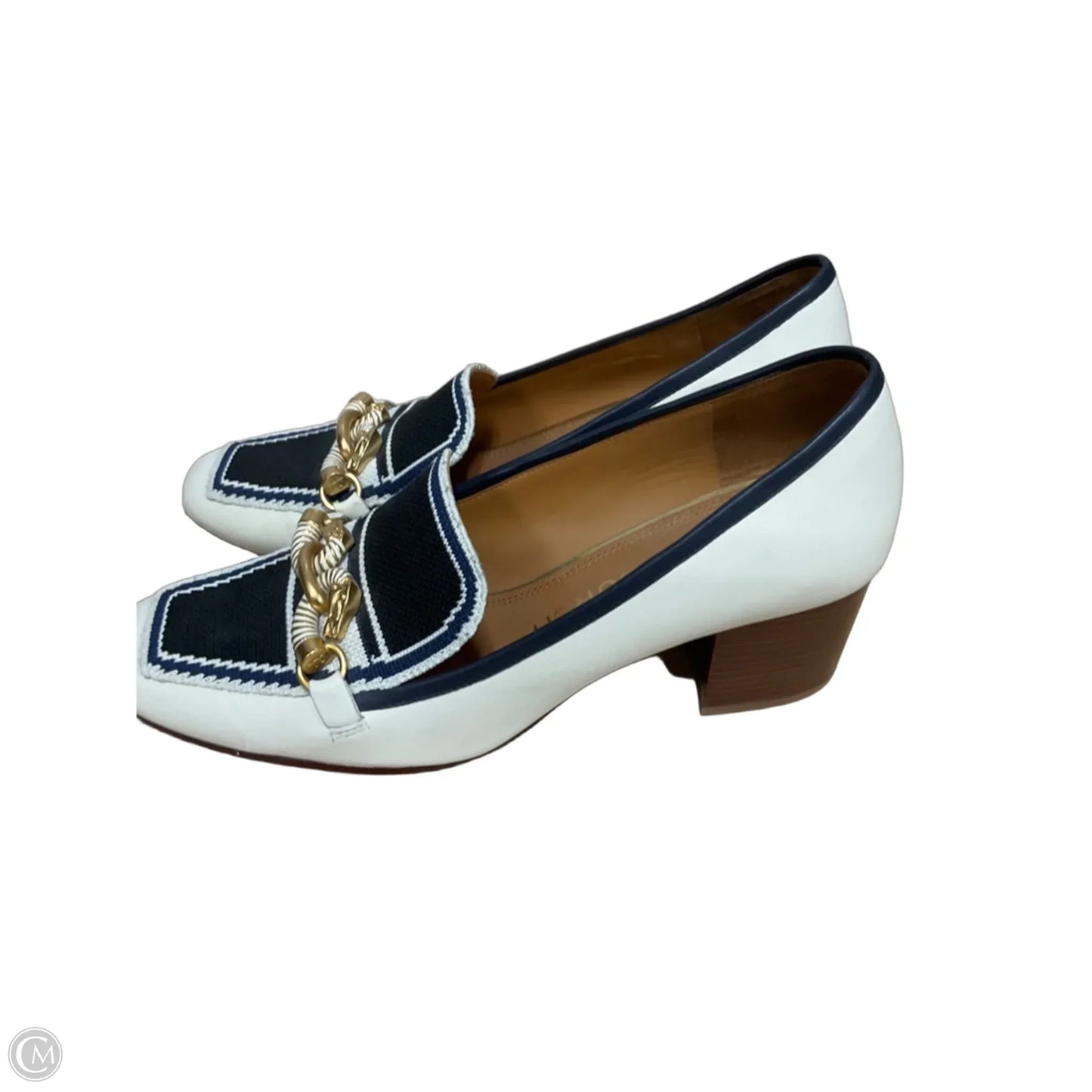 Shoes Heels Block By Tory Burch In Blue & White, Size: 8.5