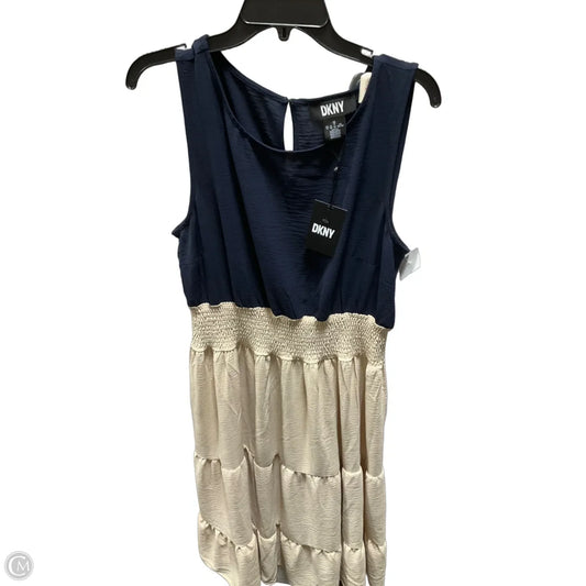 Dress Casual Maxi By Dkny In Blue & Cream, Size: Xl
