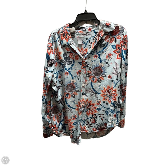 Blouse Long Sleeve By Chicos In Floral Print, Size: L