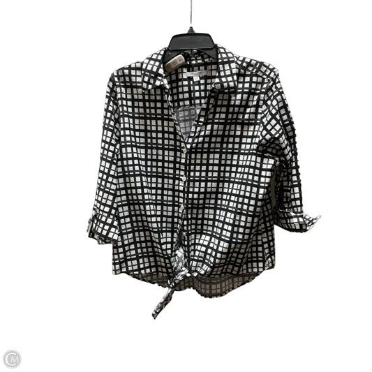 Blouse Long Sleeve By Chicos In Black & White, Size: M