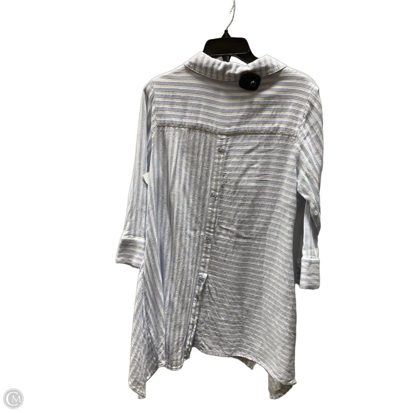 Blouse Long Sleeve By Soft Surroundings In Blue & White, Size: M