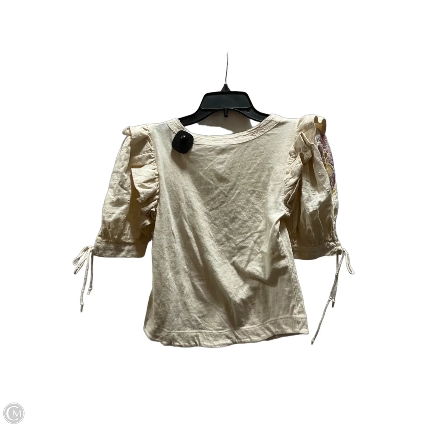 Top Short Sleeve By Anthropologie In Cream, Size: S
