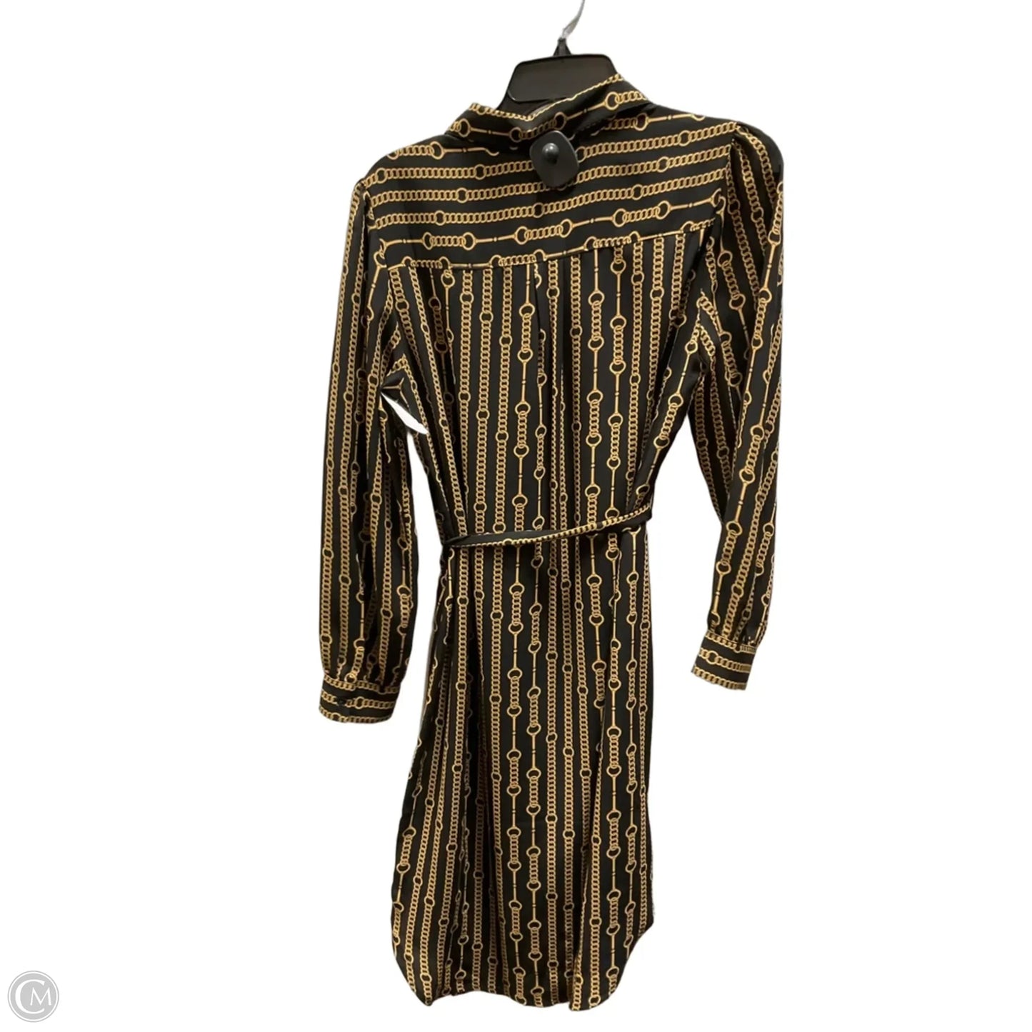 Dress Casual Midi By Banana Republic In Black & Gold, Size: S