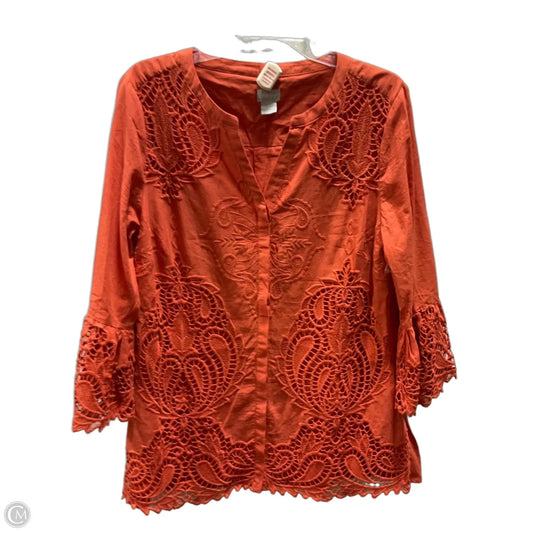 Blouse Long Sleeve By Chicos In Red, Size: L