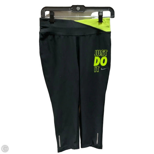 Athletic Leggings Capris By Nike In Black & Yellow, Size: S