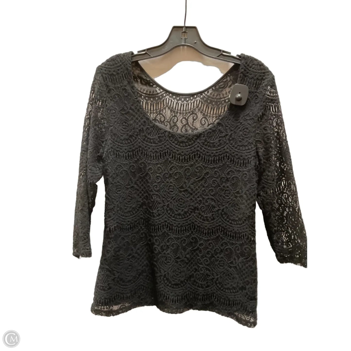 Top Short Sleeve By Adrianna Papell In Black, Size: L