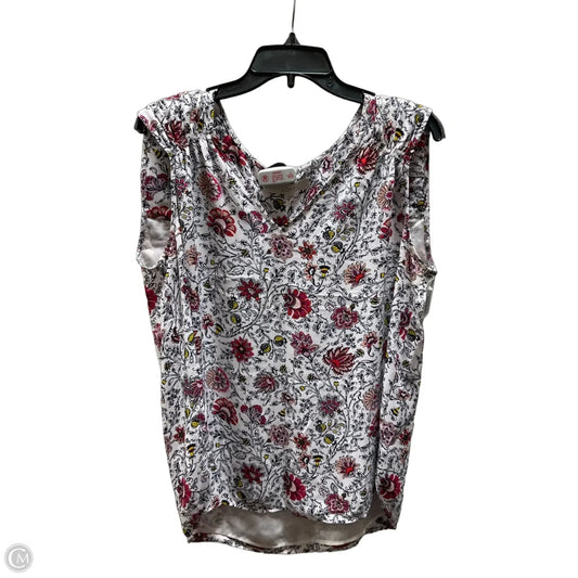 Top Sleeveless By Loft In Floral Print, Size: L