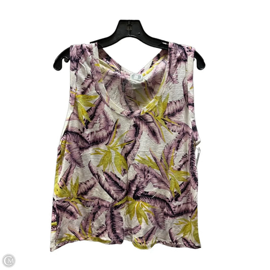 Top Sleeveless By Loft In Purple & White, Size: L