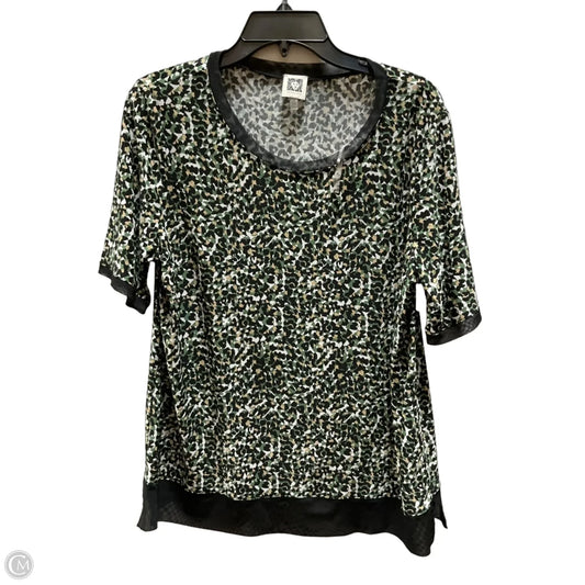 Top Short Sleeve By Anne Klein In Black & Green, Size: L