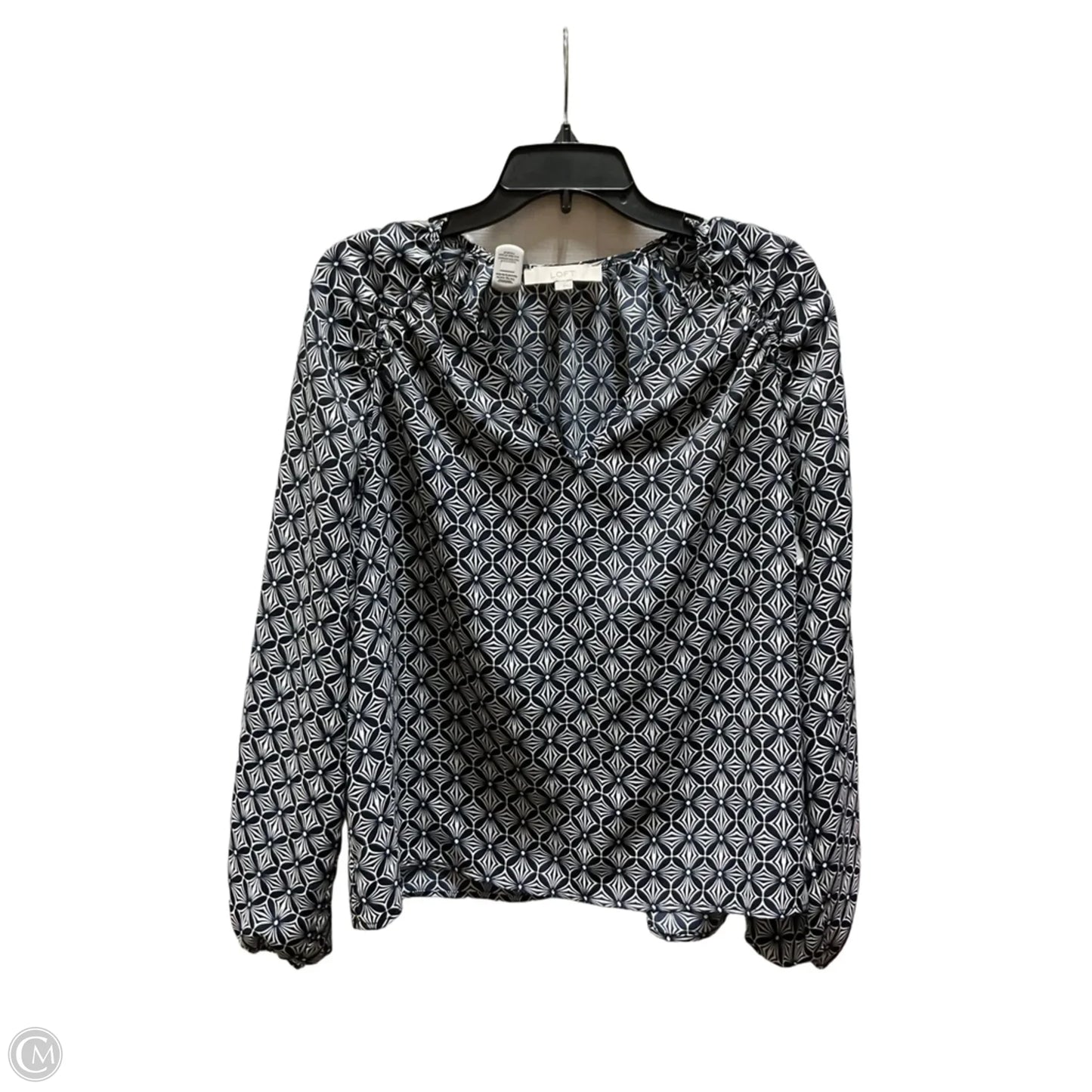 Top Long Sleeve By Loft In Blue & White, Size: L