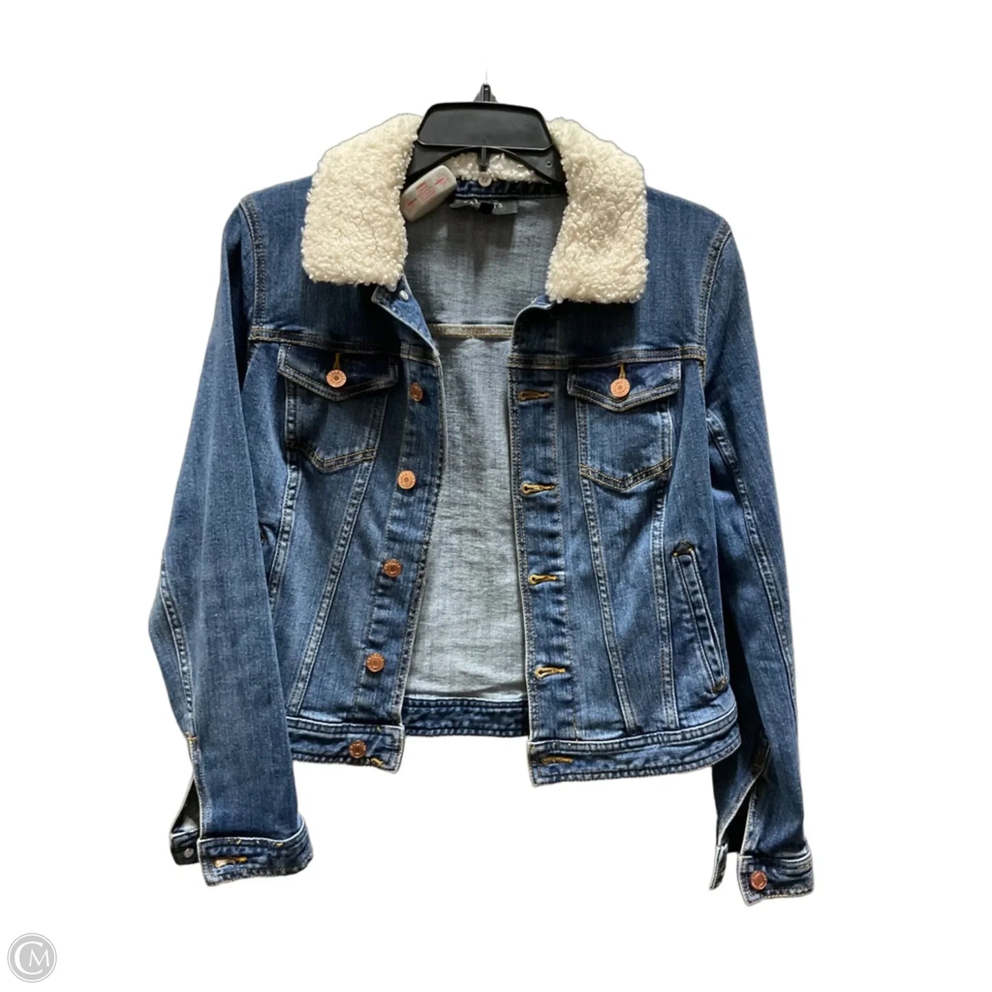 Jacket Denim By Talbots In Blue & White, Size: Xs
