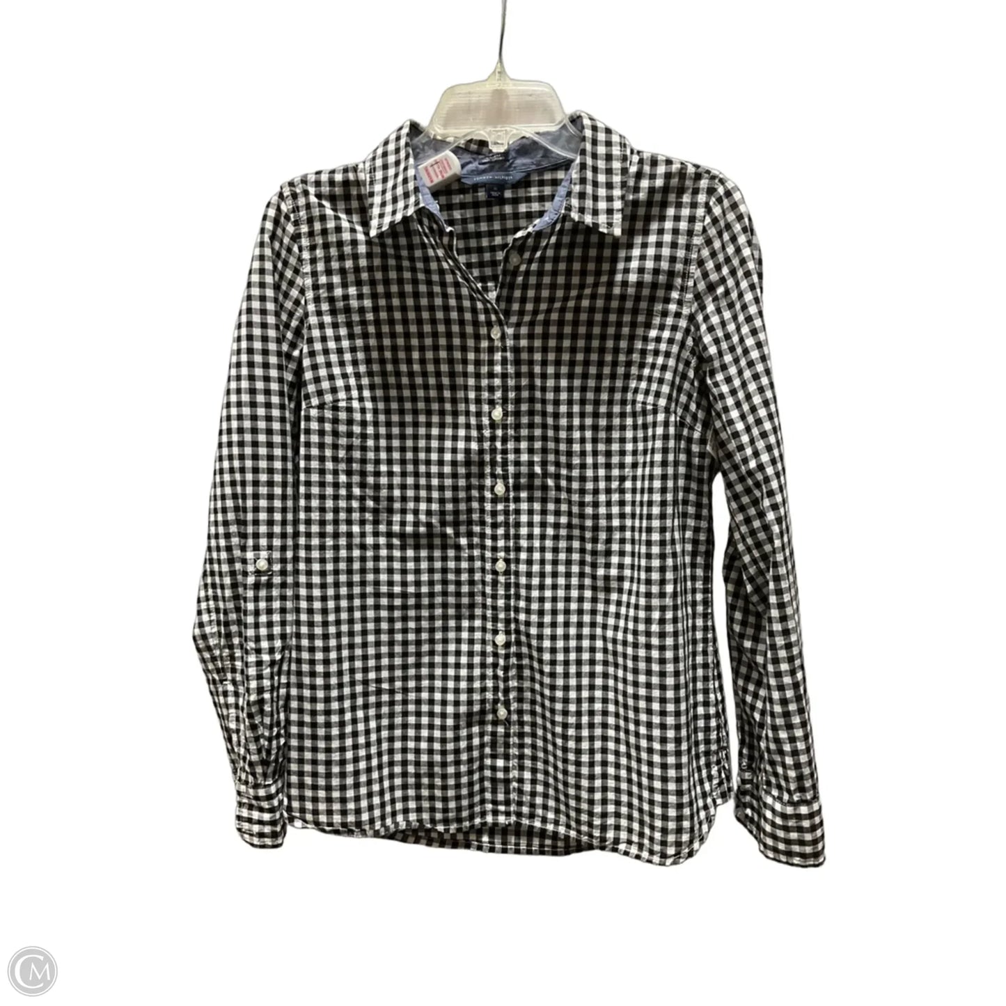 Blouse Long Sleeve By Tommy Hilfiger In Black & White, Size: M