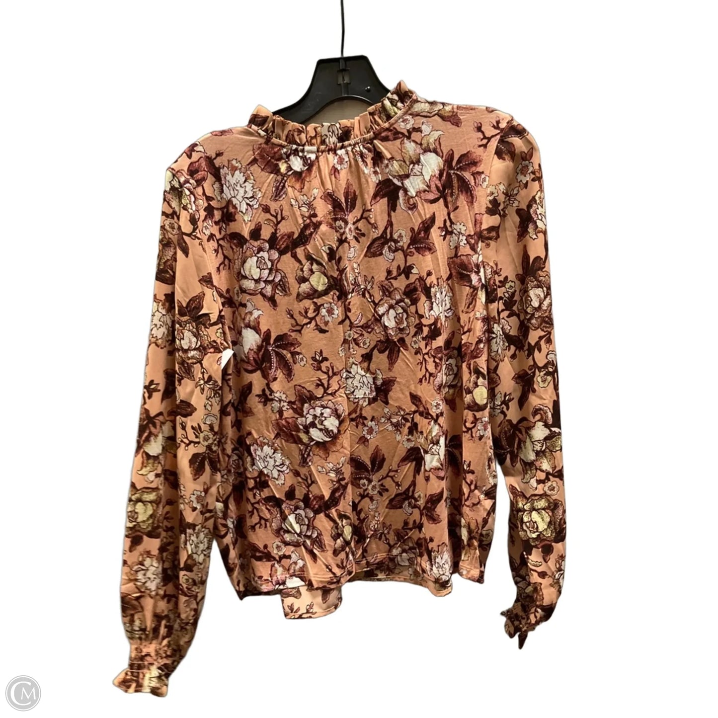 Top Long Sleeve By Loft In Red & Tan, Size: M