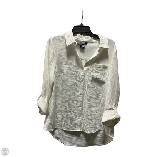 Blouse Long Sleeve By Dkny In White, Size: S
