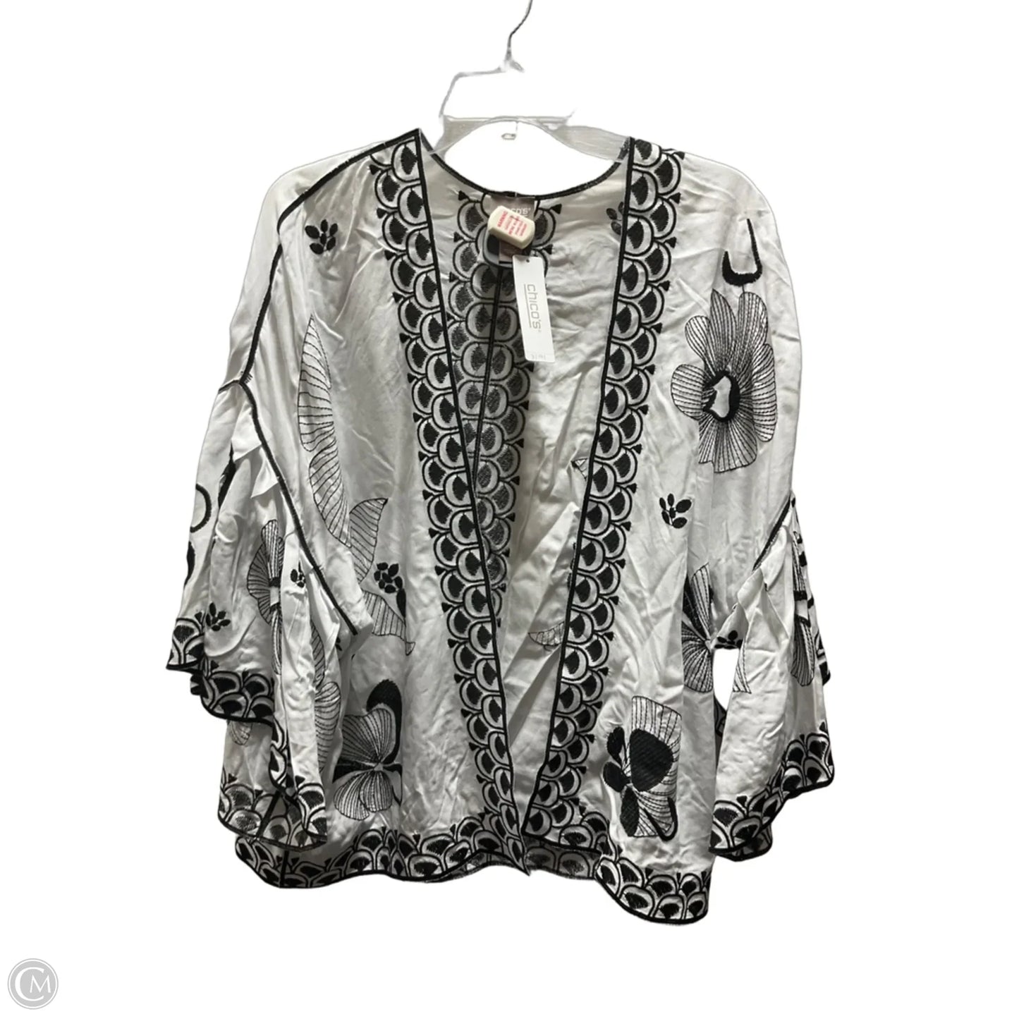 Cardigan By Chicos In Black & Cream, Size: Xxl