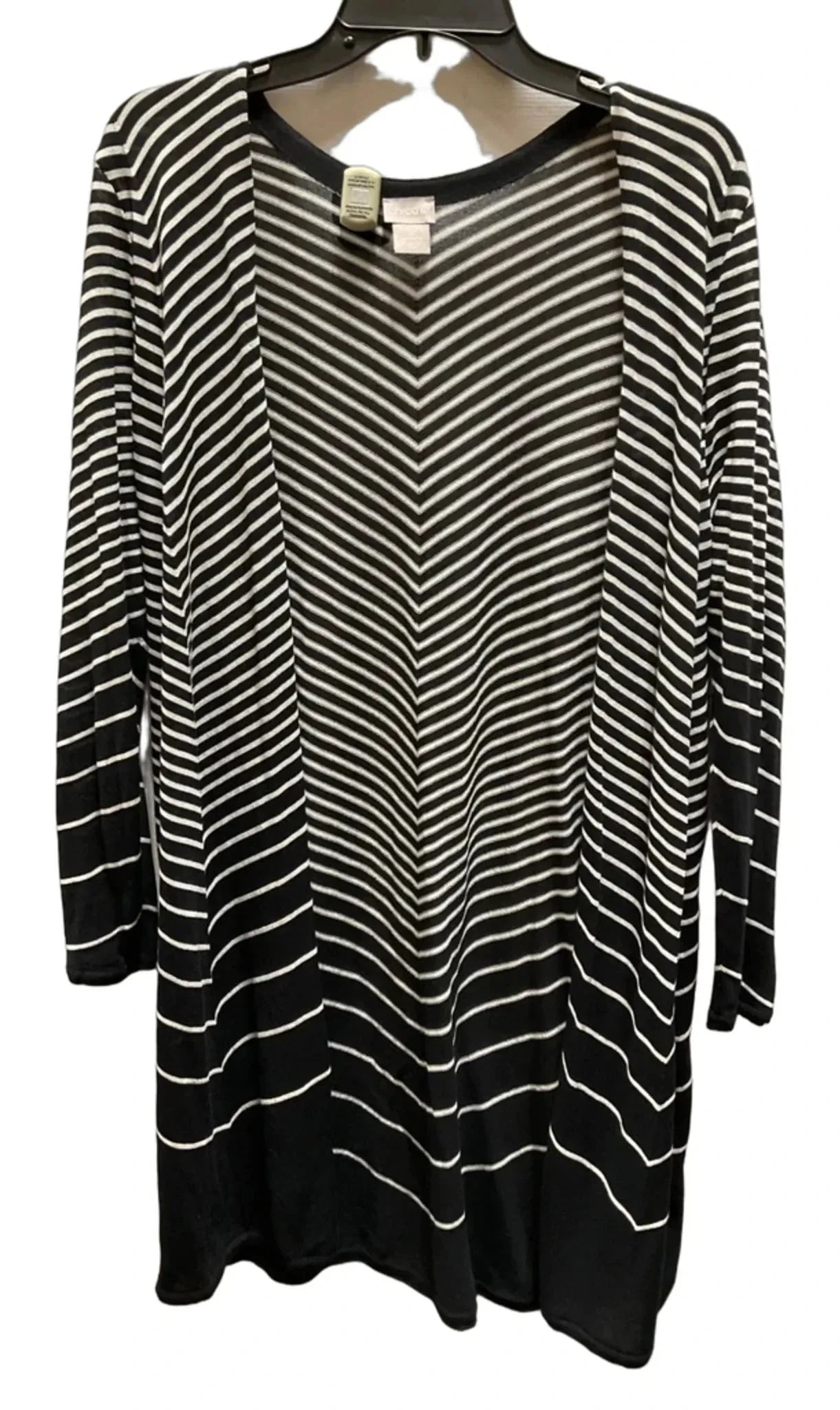 Cardigan By Chicos In Black & Cream, Size: L