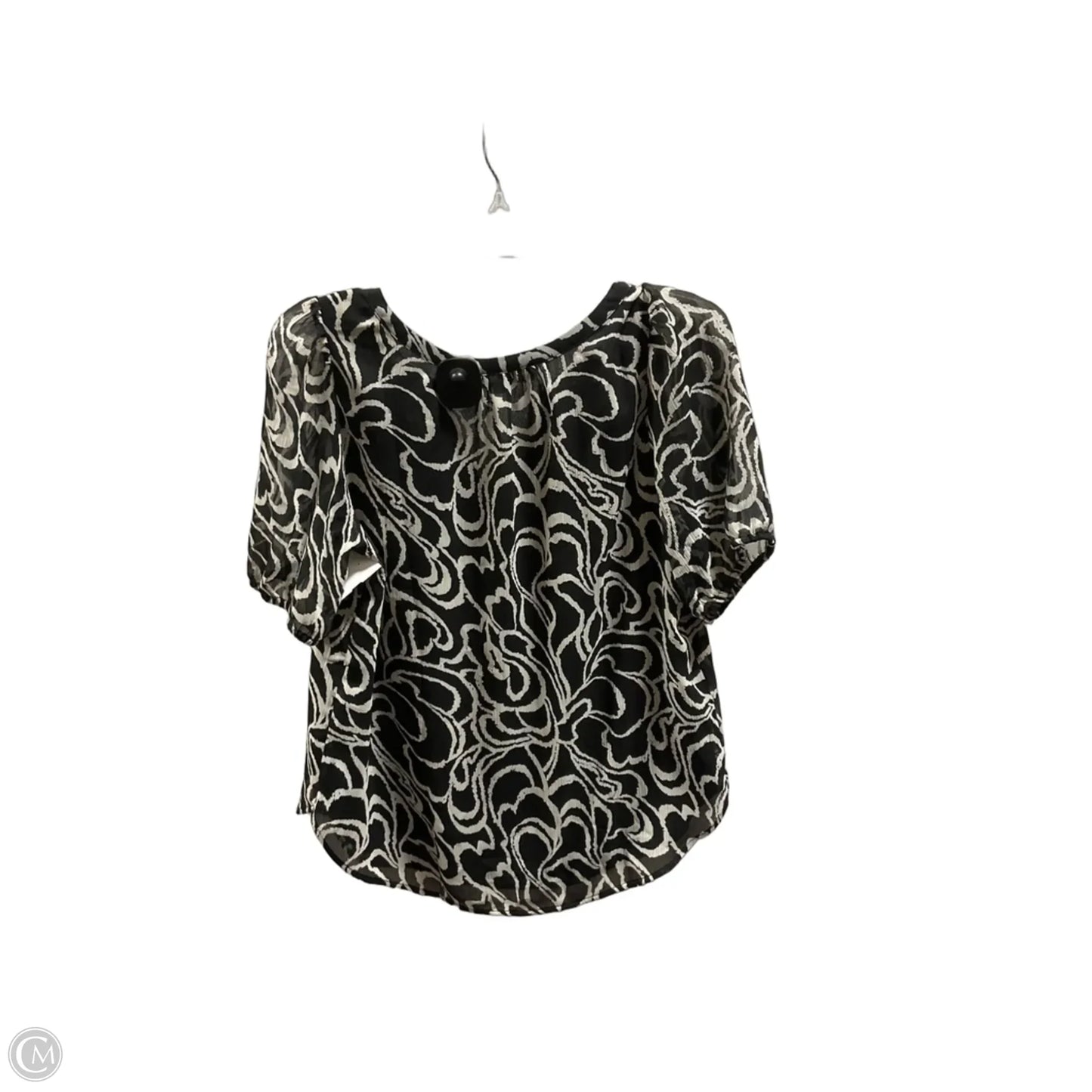 Top Short Sleeve By Loft In Black & Cream, Size: S