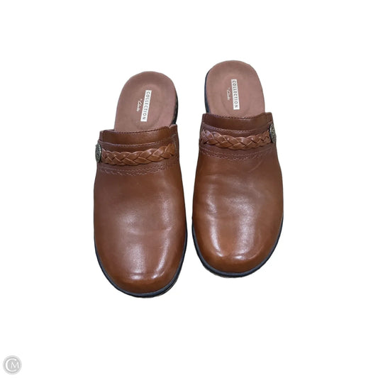 Shoes Heels Wedge By Clarks In Brown, Size: 7