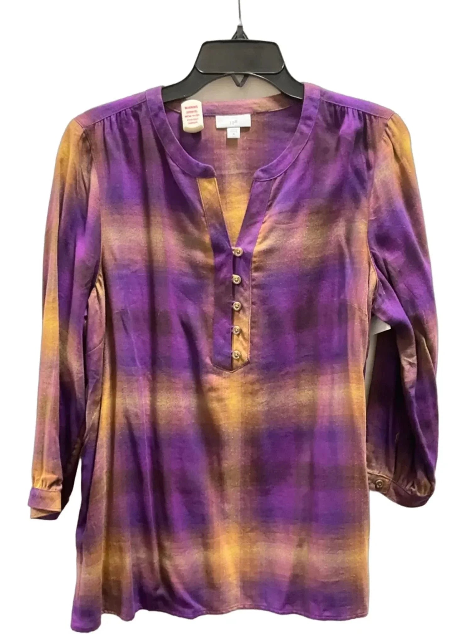 Tunic Long Sleeve By J. Jill In Plaid Pattern, Size: M