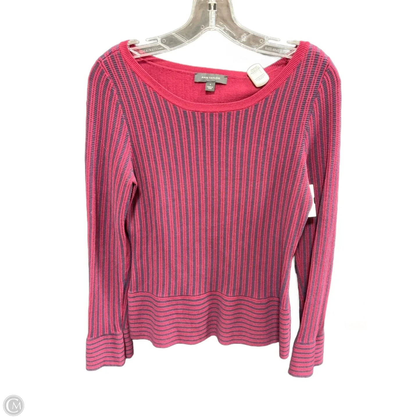 Top Long Sleeve By Ann Taylor In Striped Pattern, Size: S