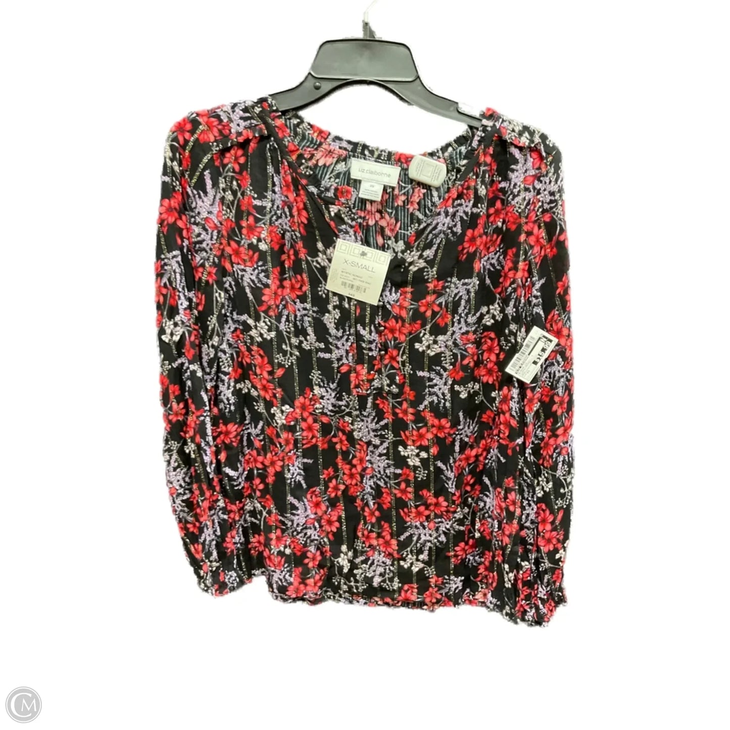 Blouse Long Sleeve By Liz Claiborne In Floral Print, Size: Xs
