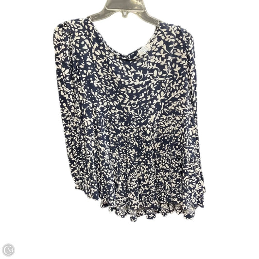 Top Long Sleeve By Time And Tru In Blue & White, Size: L