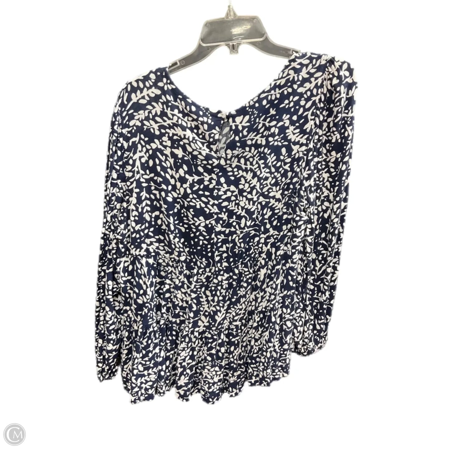 Top Long Sleeve By Time And Tru In Blue & White, Size: L