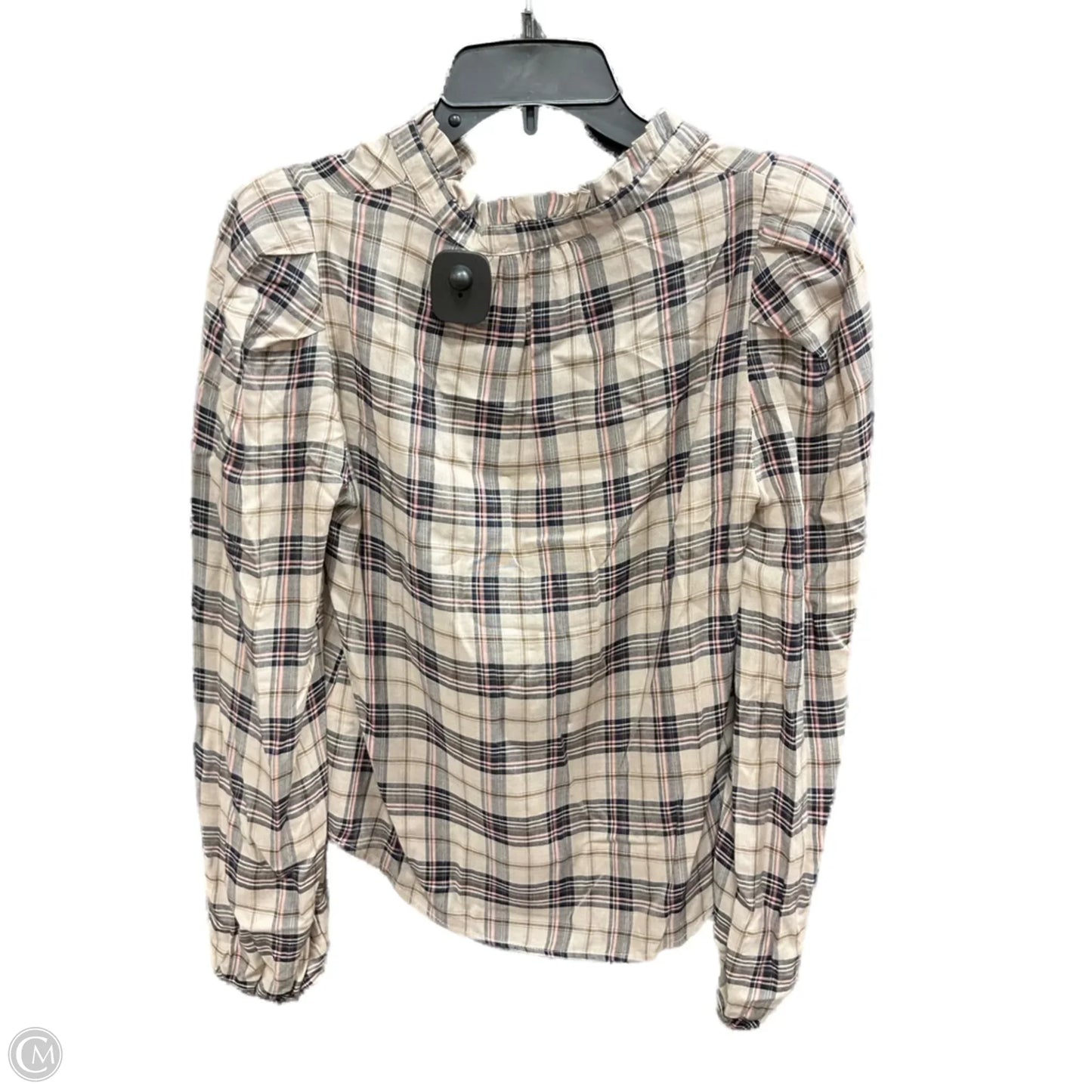 Top Long Sleeve By Evereve In Plaid Pattern, Size: Xs