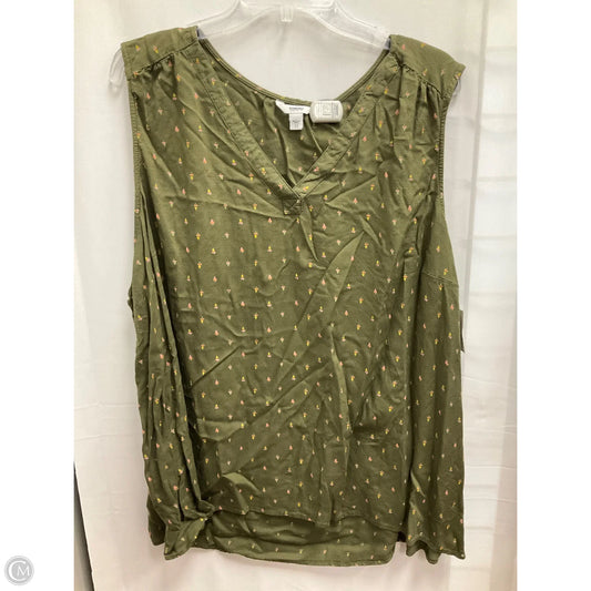 Top Sleeveless By Sonoma In Green, Size: 3x