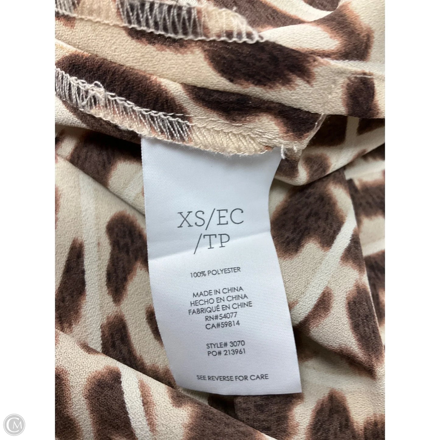 Blouse Sleeveless By Cabi In Animal Print, Size: Xs