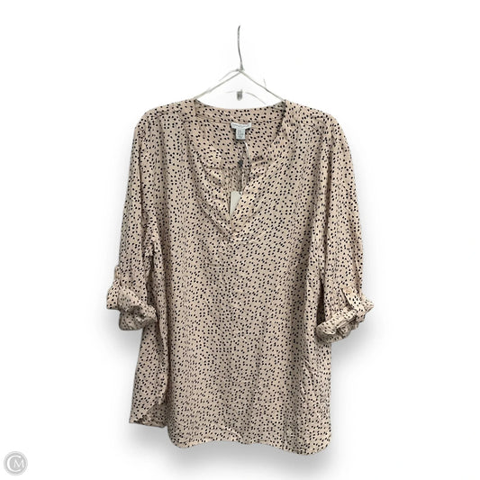 Blouse Long Sleeve By Carolina Belle In Polkadot Pattern, Size: 2x