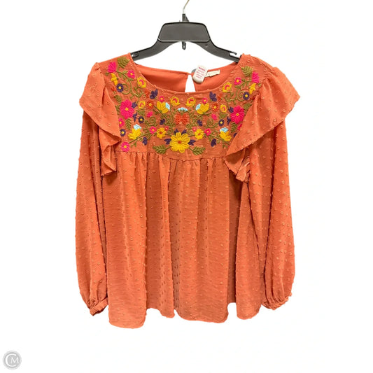 Top Long Sleeve By Jodifl In Orange, Size: M