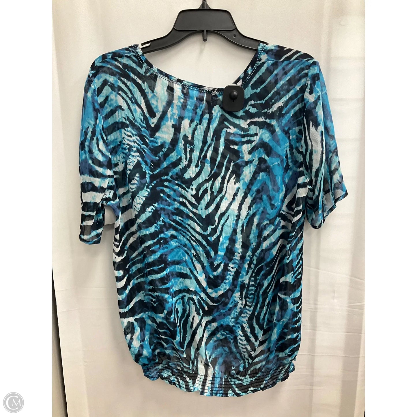 Blouse Short Sleeve By Chicos In Multi-colored, Size: L