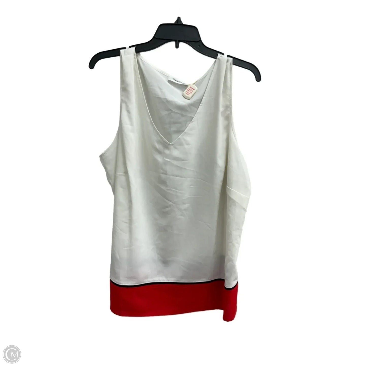 Blouse Sleeveless By Calvin Klein In Red & White, Size: 2x