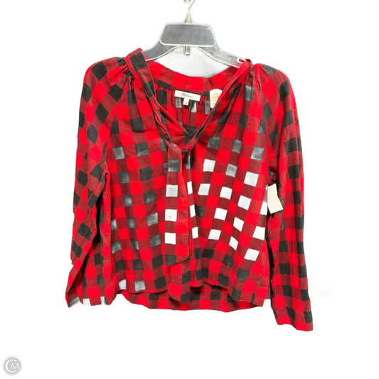 Top Long Sleeve By Madewell In Plaid Pattern, Size: S
