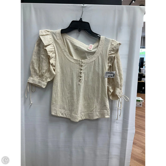 Top Short Sleeve By Anthropologie In Cream, Size: Xs