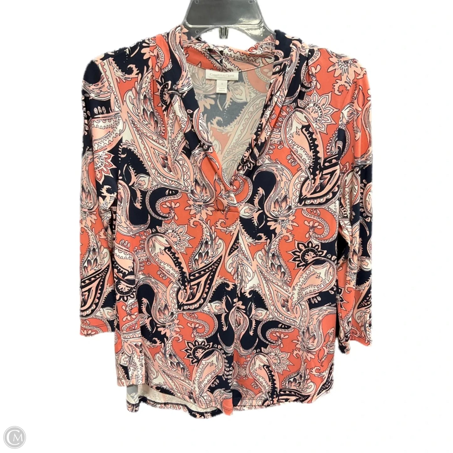 Top 3/4 Sleeve By Charter Club In Paisley Print, Size: S