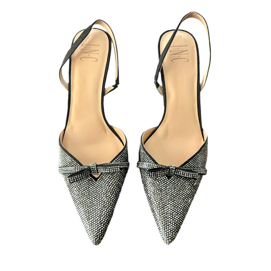 Shoes Heels Kitten By Inc In Black & Silver, Size: 8